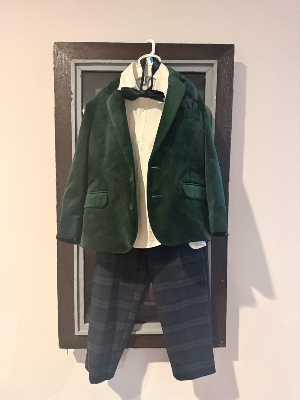 Class Club Dark Green Velvet Blazer for Kids